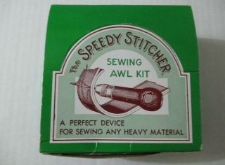 Vintage Speedy Stitcher Sewing Awl Kit Sew Heavy Material With 6 Needles Boxed