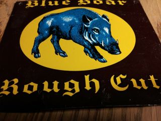 Vintage 1950s Blue Boar Tobacco Metal Sign Chew Smoke Cigar Cigarettes Pig Hog