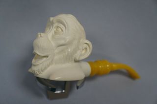 Monkey Hand - Carved Block Meerschaum Pipe In Custom Case (125)