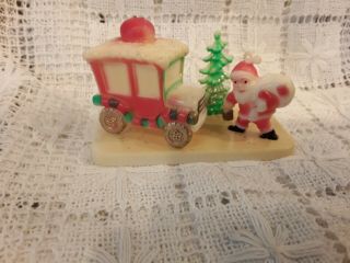 Vintage Antique Christmas Santa Claus With Tree And Car Plastic 1950s