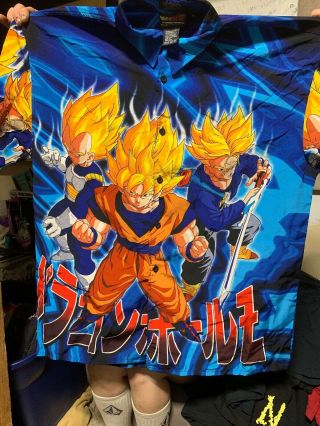Vintage 2001 Dragon Ball Z Anime Mens Sz Large Button Up All Over Graphic Shirt