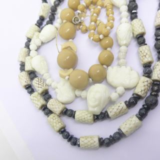 Vintage Czech Glass Bead Necklace X 3 - Vintage Face Elephant Glass Beads