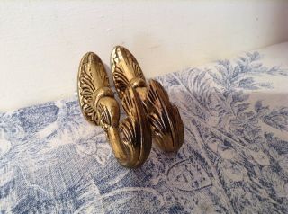 Pair Vintage French Curtain Tie Backs / Hooks - Acanthus (4118) 2