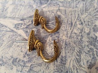 Pair Vintage French Curtain Tie Backs / Hooks - Acanthus (4118) 3