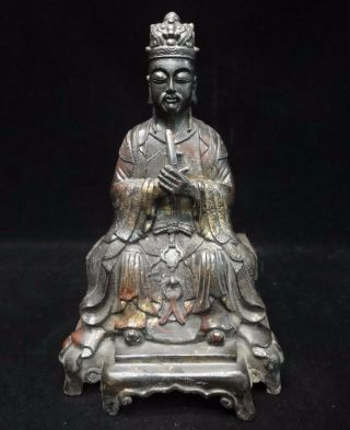 Old Chinese Ming Dynasty Officer " Hairui " Bronze Buddha Statue Figure Sculpture