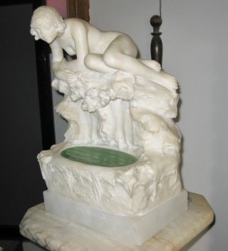 ANTIQUE HAND CARVED MARBLE STATUE LAMP ca.  1920s 2