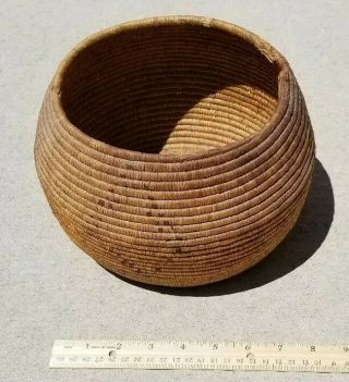 Antique Mid To Late 1800s Native American Diamond Pattern Heavy Duty Basket