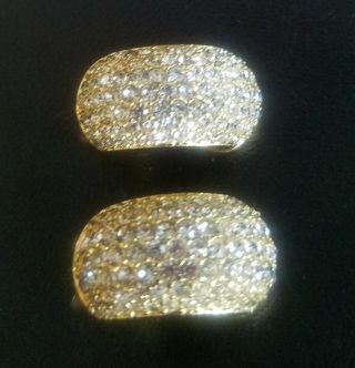 Exquisite Vtg Christian Dior Paris Gold Pave Crystal Rhinestone Clip Earrings