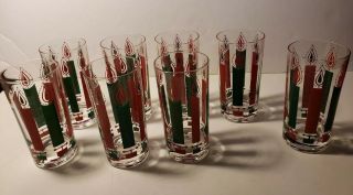 Set Of 8 Vintage Mcbeth Mid Century Modern Glasses Christmas Candles Mcm Glass