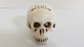 Vintage Skull Ashtray " Smoke Gets In My Eyes " Skull Ashtray