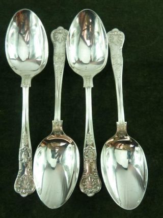 4 Vintage Serving Spoons Silver Plated Kings Pattern