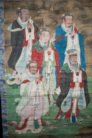 Antique Chinese Hanging Scroll Painting Watercolor - Immortals Gods 14th Ad