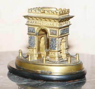 1860 Grand Tour Gold Gilt Bronze Statue Of The Arc De Triomphe Paris Marble Base