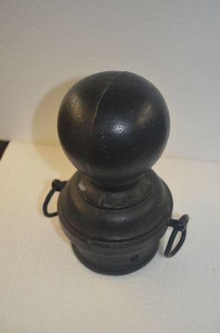 Antique Round Cast Iron Ball Hitching Post Finial Cap 3