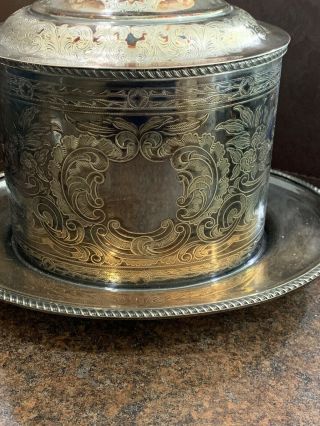 ANTIQUE BARKER ELLIS SILVER PLATED FOOTED TEA CADDY, 2