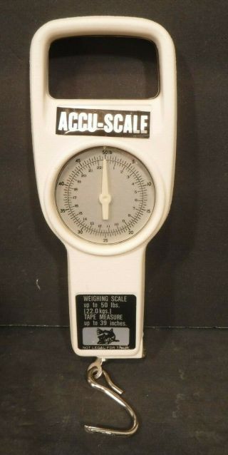Vintage Accu - Scale Weighing Scale 50 Lb Hanging Scale & 39 " Tape Measure