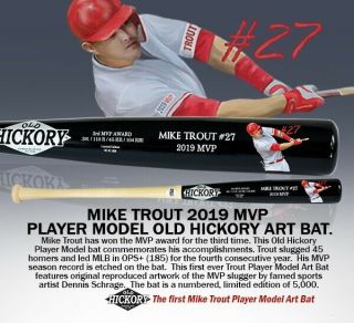 Mike Trout 2019 Old Hickory Player Model Mvp Art Bat Holiday Delivery
