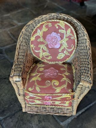 Miniature Dollhouse Artisan Unique Painted Wicker Chair Clay Embossed 1:12 2