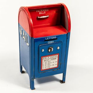 Vintage Metal U.  S.  Mail Box Coin Piggy Bank