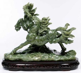 Large And Heavy Antique Chinese Jade/hardstone Carved Horse Statue
