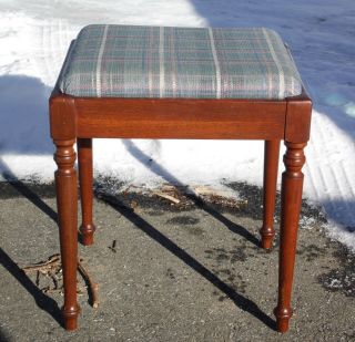 Vintage Walnut Singer Sewing Machine Stool Vanity Chair Bench Footstool Opens