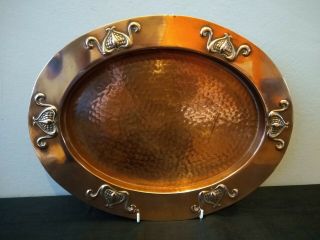 Art Nouveau Copper Serving Or Drinks Tray.  Circa 1910.  Newlyn?