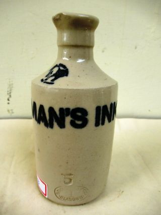 Vintage Norman ' S Ink Stoneware Bottle Govancroft Glasgow Collectibles C 1900 F3 3
