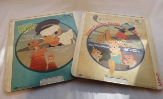 Vintage Ced Video Disk Disney Cartoon Parade 2 - Disc Set Vol 1 Vol 2