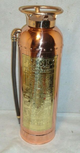 Foamex Copper Fire Extinguisher American Lafrance Vintage Antique Riveted Top