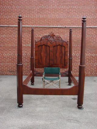 Gorgeous 19th Century American Mahogany Empire Queen Size Bed