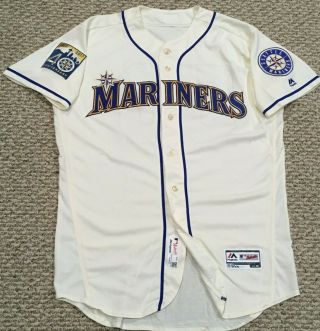 VINCENT 50 size 46 2017 Seattle Mariners Home Cream game jersey 40TH MLB 2