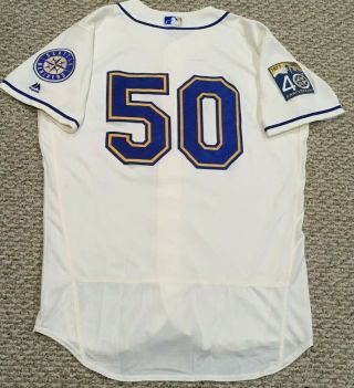 VINCENT 50 size 46 2017 Seattle Mariners Home Cream game jersey 40TH MLB 3