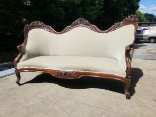 John Henry Belter Antique Sofa/couch - Green Velvet Vintage Rosewood Settee