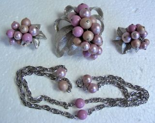 Vintage Early Parklane Jewelry Set Brooch,  Earrings & Necklace Set