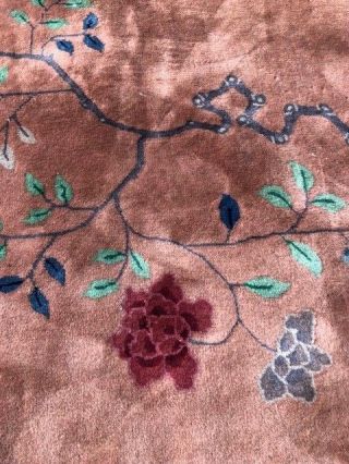 Vintage Chinese Art Deco Oriental Rug Hand Knotted 9 