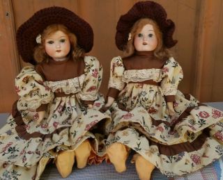 Twin Antique German Bisque Shoulder Head Doll Heubach 275