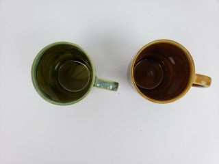 Set Of 2 Vintage Retro Stackable green/brown Coffee Cups Made in Japan 2