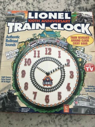 Lionel Train Clock 100th Anniversary 1900 - 2000 - W/ Sounds