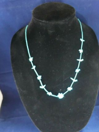 Vintage Native American Hand Carved Turquoise,  Stone Animal Necklace 22 "