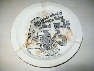 Vintage Red Wing Ashtray.  Big Bad Wolf.  Little Red Riding Hood.  Three Little Pigs.