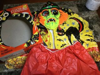 Vintage Halloween Collegeville Witch Costume & Mask,  Box Medium 8 - 10yr