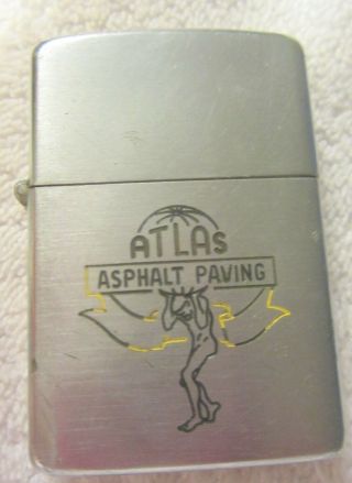 Vintage Zippo Lighter Pat.  2032695 1937 - 1950 5 Barrell,  Atlas Asphalt Paving Ad