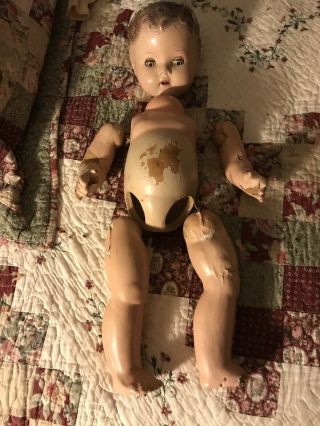 Vintage Composition Baby Doll Parts For Repair 16” Tall