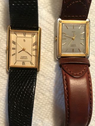 2 Vintage Citizens two tone men ' s quartz watch model 4066255,  5043405 3