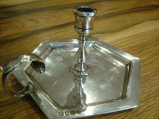 Antique Hm1910 Solid Silver Wax Taper Candlestick Go - To - Bed Chamberstick (623)