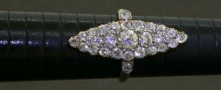 Antique Victorian 18k/plat Vs - Si/g 4.  17ct Diamond Navette Cocktail Ring Size 7