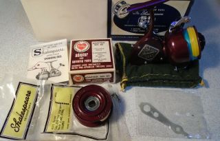 Vintage Shakespeare 2062 Spinning Reel W/bag Box Extra Spools Tool More