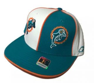 Miami Dolphins Nfl Reebok Vintage Two Tone Green/orange/white Fitted 7 1/4 Hat