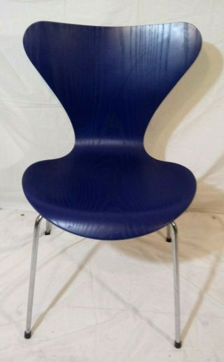 Vtg Dark Blue Chair By Arne Jacobsen For Fritz Hansen L21 Made In Denmark 1997
