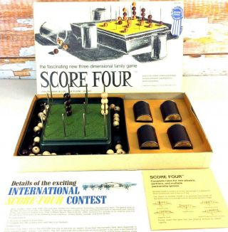 Vintage Score Four Strategy Game 1968 1st Edition Funtastic 100 Complete Usa